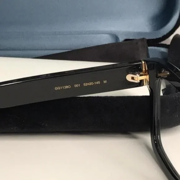✨ Luxury New Authentic Gucci GG1138O 001 Black Square Eyeglasses ✨